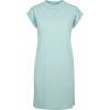 Pevné bavlněné šaty s ohnutými rukávky a se stojáčkem 200 g/m (Velikost XS, Barva modrá mátová)