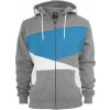 Barevná mikina s kapucí na zip Zig Zag Urban Classics (Velikost 3XL, Barva šedá - černá - limetková)