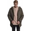 Teplá zimní pánská parka s vysokým límcem Urban Classics s kožíškem (Barva zelená olivová, Velikost L)