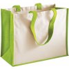 Dárková taška Shopper s panely pro potisk z bavlny a juty 21 l (Velikost 42 x 33 x 19 cm, Barva zelená jablková)