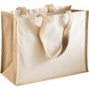 Dárková taška Shopper s panely pro potisk z bavlny a juty 21 l (Velikost 42 x 33 x 19 cm, Barva zelená jablková)