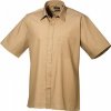 Pánská popelínová pracovní košile Premier Workwear s krátkým rukávem (Velikost 37 (14H), Barva Black (ca. Pantone Black C))