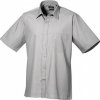 Pánská popelínová pracovní košile Premier Workwear s krátkým rukávem (Velikost 37 (14H), Barva Black (ca. Pantone Black C))