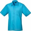 Pánská popelínová pracovní košile Premier Workwear s krátkým rukávem (Velikost 37 (14H), Barva Black (ca. Pantone Black C))