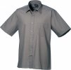 Pánská popelínová pracovní košile Premier Workwear s krátkým rukávem (Velikost 37 (14H), Barva Black (ca. Pantone Black C))