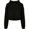 Krátký pletený oversize svetr do pasu a s kapucí Urban Classics (Barva černá, Velikost 3XL)