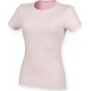 Dámské mírně prodloužené strečové triko Skin Fit s elastanem 165 g/m (Barva růžová světlá, Velikost L)
