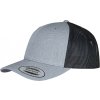 Dvoubarevná retro Trucker 6-panelová kšiltovka se síťkou Flexfit šedá melír-černá