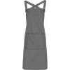 Středně dlouhá zástěra Barista s křížením na zádech s kovovými očky v pase (Velikost 72 x 86 cm, Barva Black (ca. Pantone Black C))