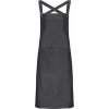 Středně dlouhá zástěra Barista s křížením na zádech s kovovými očky v pase (Velikost 72 x 86 cm, Barva Black (ca. Pantone Black C))