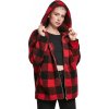 Dámská kostkovaná oversize bunda s vnitřním kožíškem (Velikost 3XL, Barva šedohnědá - černá)