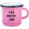 Růžový prémiový plecháček s černým lemem 360 ml