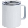 Bílý kovový hrnek s průhledným víčkem AveTech