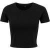 Dámské crop top tričko do pasu s příměsí elastanu (Velikost XS, Barva černá)