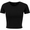 Dámské crop top tričko do pasu s příměsí elastanu (Velikost XS, Barva černá)
