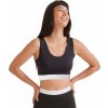 Sportovní crop top podrpsenka s měkkou žakárovou páskou (Barva černá - černá, Velikost L)