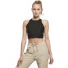 Lesklý žebrovaný crop top Urban Classics Urban Classics černá