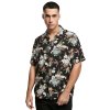 Letní plážová pánská košile z lehké viskózy Urban Classics (Barva černá - bílá, Velikost 3XL)