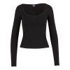 Dámské tričko s dlouhým rukávem a širokým výstřihem (Barva černá, Velikost 3XL)