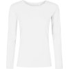 Lehké elastické dámské tričko z česané bavlny s dlouhým rukávem (Velikost XS, Barva bílá)