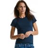 Žíhané dámské tričko z polybavlny 35% bavlna 65% polyester (Velikost XS, Barva modrá melír)