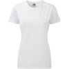 Žíhané dámské tričko z polybavlny 35% bavlna 65% polyester (Velikost XS, Barva modrá melír)