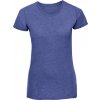 Žíhané dámské tričko z polybavlny 35% bavlna 65% polyester (Velikost XS, Barva modrá melír)
