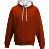 Unisex týmová kontrastní klokánka s kapucí (Barva růžová světlá - bílá, Velikost L)