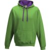Unisex týmová kontrastní klokánka s kapucí (Barva růžová světlá - bílá, Velikost L)
