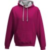 Unisex týmová kontrastní klokánka s kapucí (Barva růžová světlá - bílá, Velikost L)