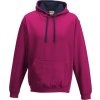 Unisex týmová kontrastní klokánka s kapucí (Barva růžová světlá - bílá, Velikost L)