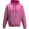 Unisex týmová kontrastní klokánka s kapucí (Barva růžová světlá - bílá, Velikost L)