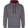 Unisex týmová kontrastní klokánka s kapucí (Barva růžová světlá - bílá, Velikost L)