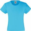 Dívčí základní bavlněné tričko Valueweight Fruit of the Loom (Velikost 104, Barva modrá azurová)