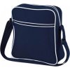 Retro taška přes rameno s barevným proužkem BagBase 7 l (Velikost 28 x 30 x 10 cm, Barva černá - šedá grafitová)