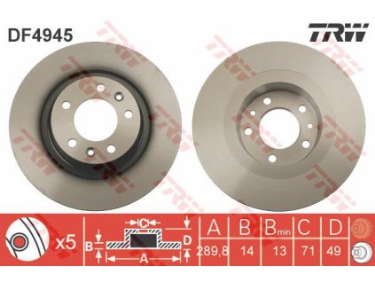 33423 brzdovy kotouc zadni trw df4945 pro citroen jumpy a peugeot expert 424923 424991