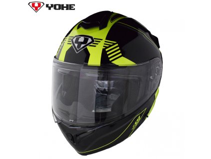 Moto helma Yohe 938 Double Visor Černá/Fluo