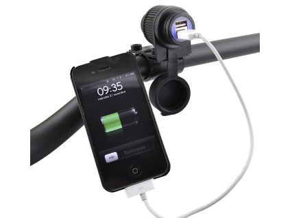 Dvojitá USB zásuvka s uchycením na řídítka