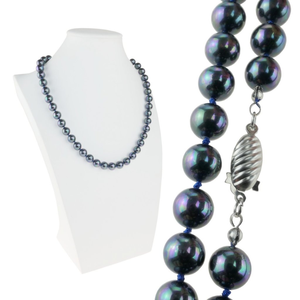 Perlový náhrdeľník modrý Shell perly 10 mm - Cameron