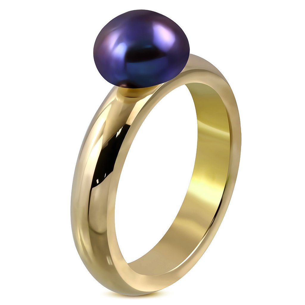 Prsteň s fialovou perlou/prstene z chirurgickej ocele