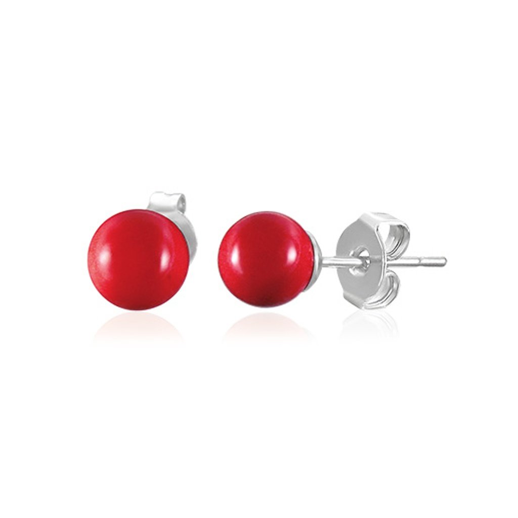 5419 1 nausnice cervene perlicky 6mm cherrie