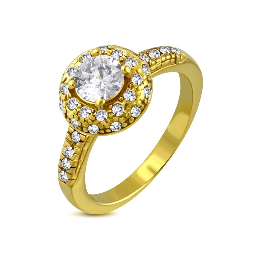 Dámsky oceľový prsteň v zlatej farbe Sia/Prstene z chirurgickej ocele