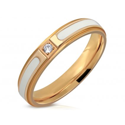 Dámsky prsteň obrúčka z ocele vo farbe ružového zlata s očkom/Prstene z chirurgickej ocele