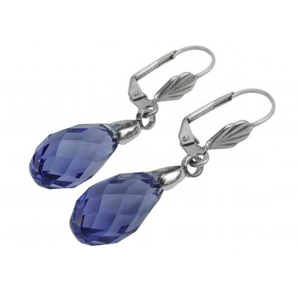 Náušnice Swarovski-Briolete vo farbe Tanzanite 17 mm