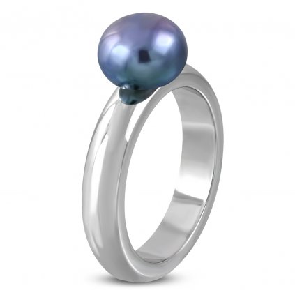 Prsteň s modrou perlou/prstene z chirurgickej ocele