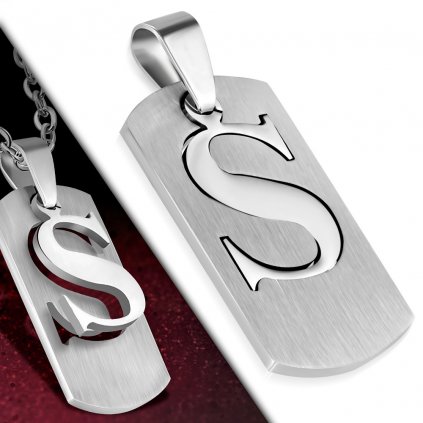 Retiazka s príveskom platnička s písmenom - S - 3 cm strieborné