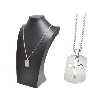 Retiazka s príveskom platnička s krížikom z chirurgickej ocele