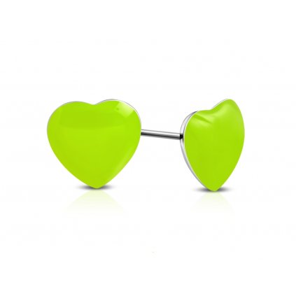 Náušnice srdiečka z chirurgickej ocele Summer Love - zelené