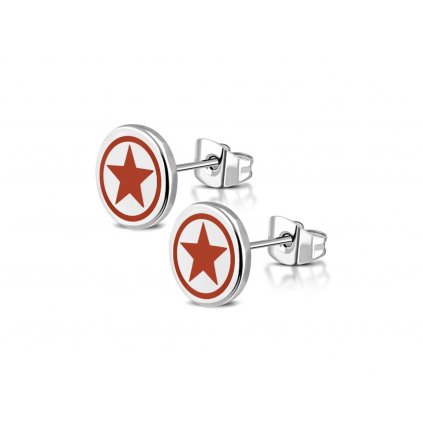 Unisex oceľové náušnice Red Star