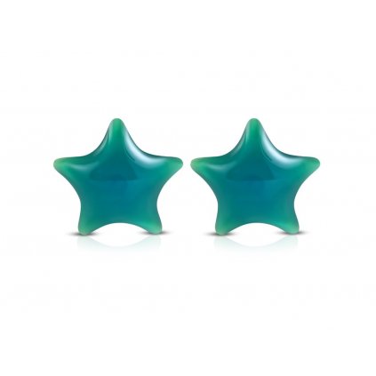 Dámske oceľové náušnice hviezdičky - modrozelené